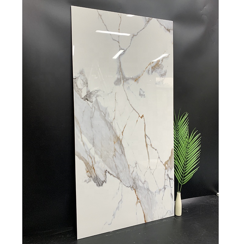 Luxury Large Format Calacatta Golden White Polished Glazed Marble Stone Slab Wall Tile for Floor 60x120 Porcelain
