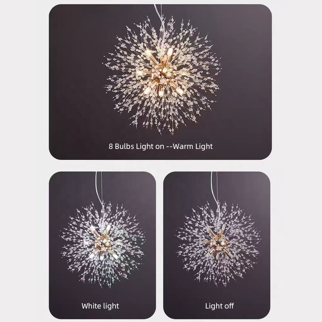Modern Dandelion Pendant Light for Home Bedroom Restaurant Bar Hanging Vintage Decorative Led Crystal Chandelier