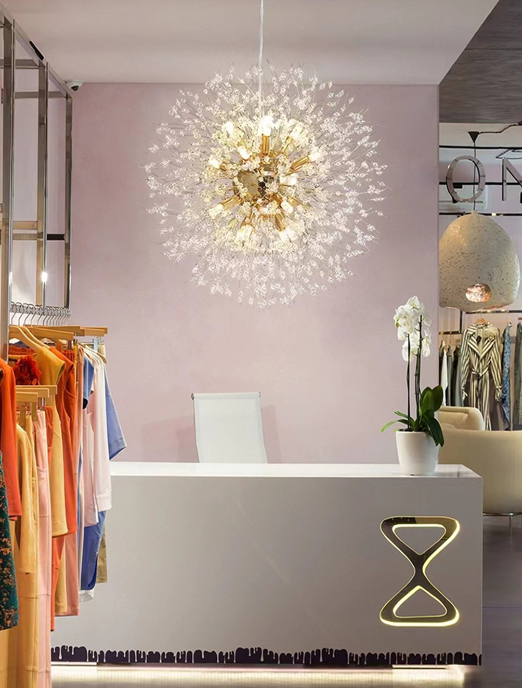 Modern Dandelion Pendant Light for Home Bedroom Restaurant Bar Hanging Vintage Decorative Led Crystal Chandelier