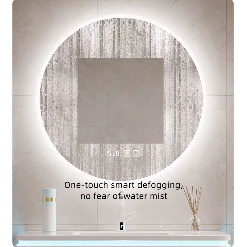 High Quality Modern Wall Hung Mounted Wooden Bathroom Cabinet Vanity Set With Smart LED Mirror and Basin
