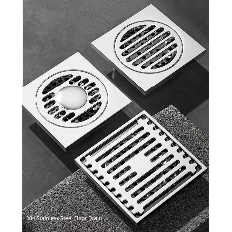 100x100 Insert Square Brass Filter Anti-odor Stainless Steel Bathroom Waste Gate Shower Room Floor Drain