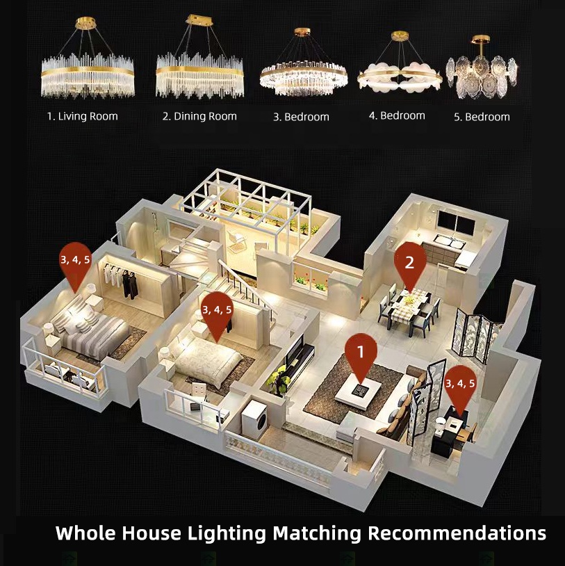 Luxury Post-modern Vintage Round Indoor Gold Crystal Glass Chandeliers Hanging Pendant Ceiling Lamp Lights Fixture