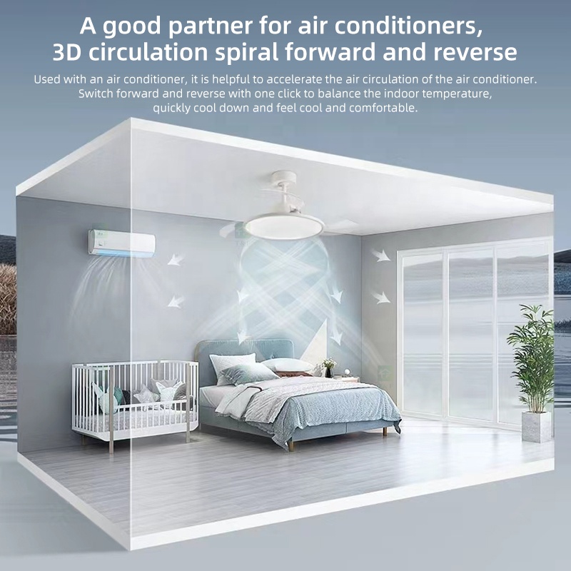 Modern 42 Inch Led Ceiling Fans Lamp Light Fixtures for Home Remote Control Rechargeable Ceiling Fan With Light