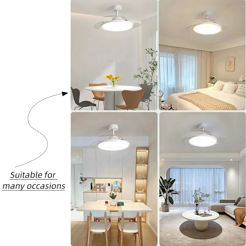 Modern 42 Inch Led Ceiling Fans Lamp Light Fixtures for Home Remote Control Rechargeable Ceiling Fan With Light
