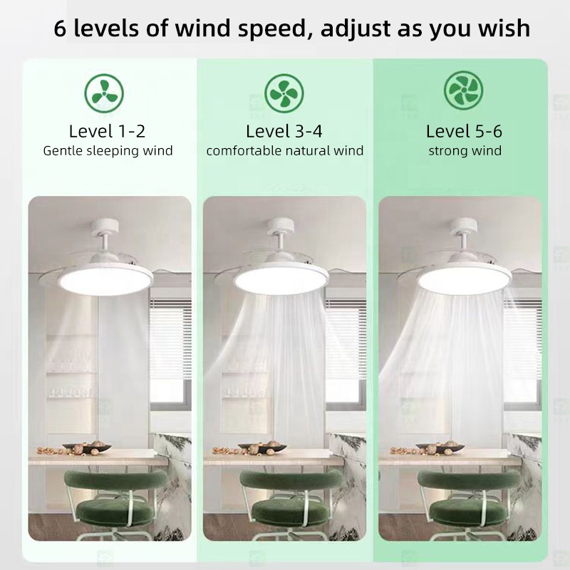 Modern 42 Inch Led Ceiling Fans Lamp Light Fixtures for Home Remote Control Rechargeable Ceiling Fan With Light
