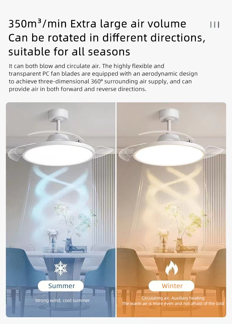 Modern 42 Inch Led Ceiling Fans Lamp Light Fixtures for Home Remote Control Rechargeable Ceiling Fan With Light
