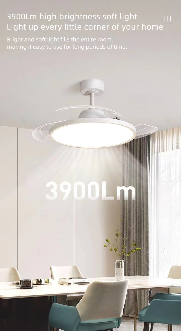 Modern 42 Inch Led Ceiling Fans Lamp Light Fixtures for Home Remote Control Rechargeable Ceiling Fan With Light