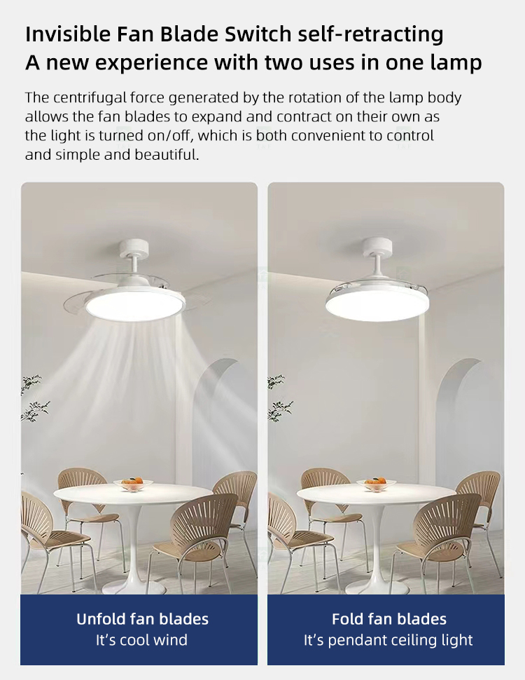 Modern 42 Inch Led Ceiling Fans Lamp Light Fixtures for Home Remote Control Rechargeable Ceiling Fan With Light