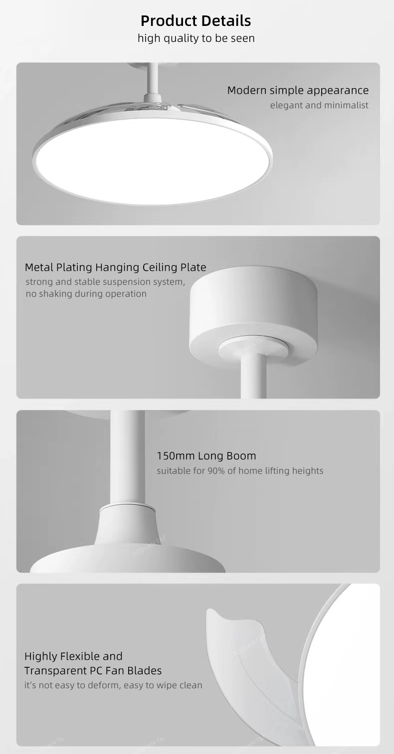 Modern 42 Inch Led Ceiling Fans Lamp Light Fixtures for Home Remote Control Rechargeable Ceiling Fan With Light