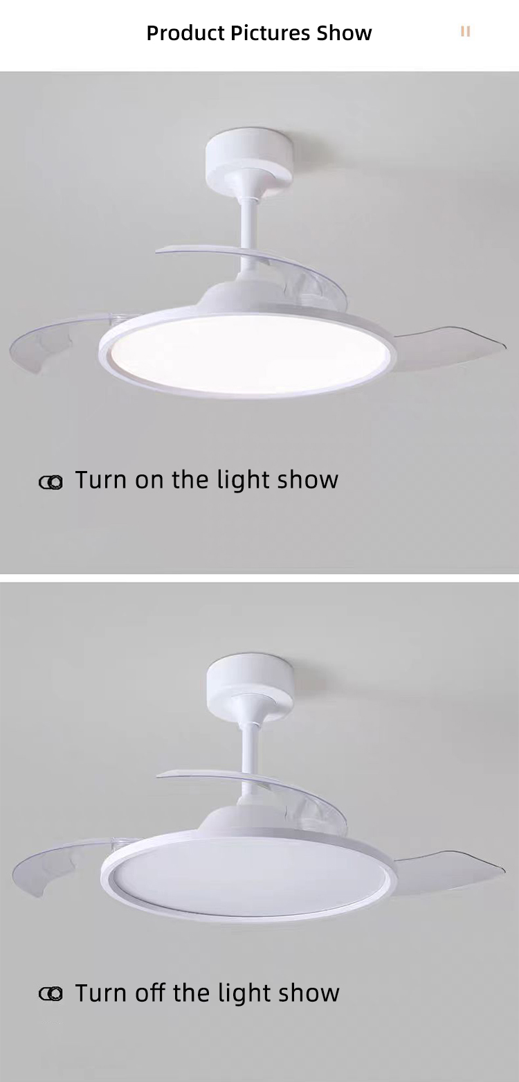 Modern 42 Inch Led Ceiling Fans Lamp Light Fixtures for Home Remote Control Rechargeable Ceiling Fan With Light
