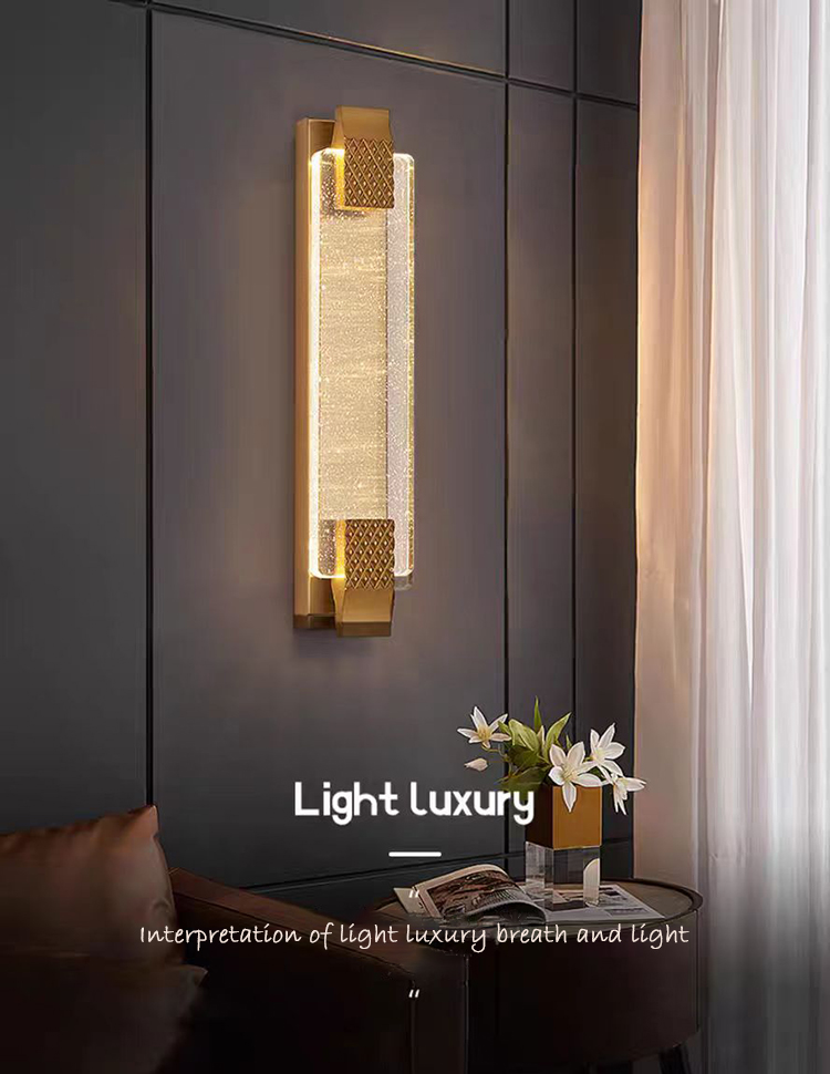 Nordic Modern Indoor Gold Black Luxury K9 Crystal Glass Hotel Bedroom Bedside LED Wall Lamp Light