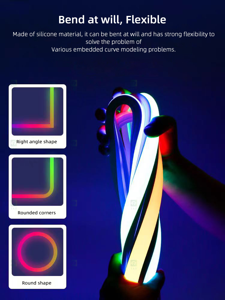 Custom 12V 24V Flexible Waterproof Indoor Silicone Flex 2835 LED Neon Rope Strip Light for Outdoor Home Decoration