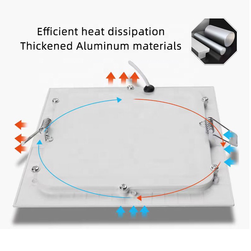 High Quality Ultra Thin Square 3W 6W 9W 12W 18W 24W Aluminum Recessed LED Panel Light for Home Office Ceiling