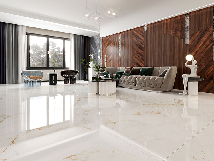 600x600 Glossy Glazed White Marble Tile With Gold Veins 60x60 Carrelage Vitrified Porcelain Floor Tiles