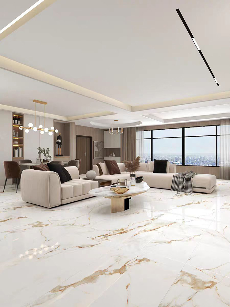 600x600 Glossy Glazed White Marble Tile With Gold Veins 60x60 Carrelage Vitrified Porcelain Floor Tiles