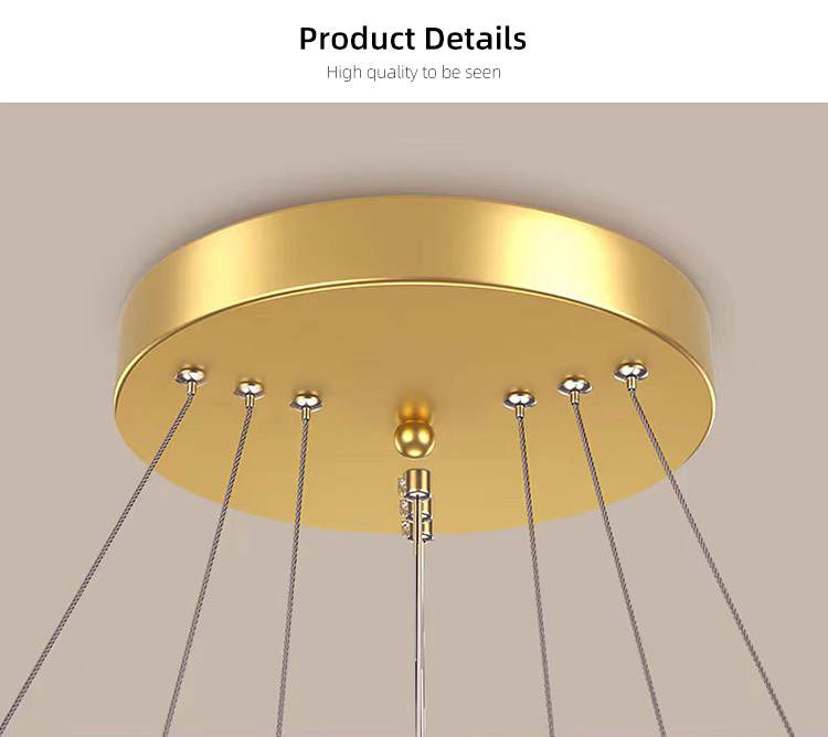 Home Decoration 3 Ring Gold Gold Nordic Luxury Led Iron Ceiling Hanging Pendant Lighting Fixture Chandeliers