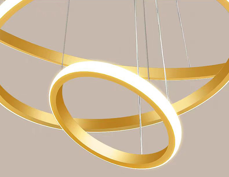 Home Decoration 3 Ring Gold Gold Nordic Luxury Led Iron Ceiling Hanging Pendant Lighting Fixture Chandeliers