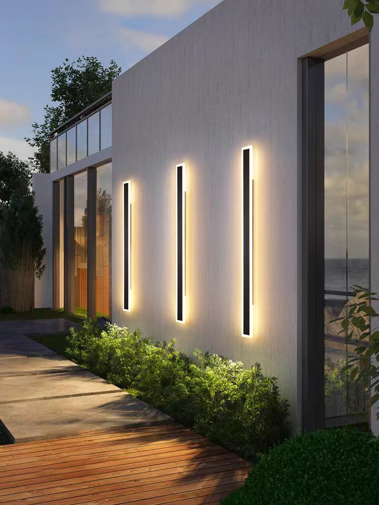 Modern IP65 Waterproof Outdoor Exterior LED Linear Strip Wall Mounted Light for Wall Home Courtyard Outdoor Wall Light