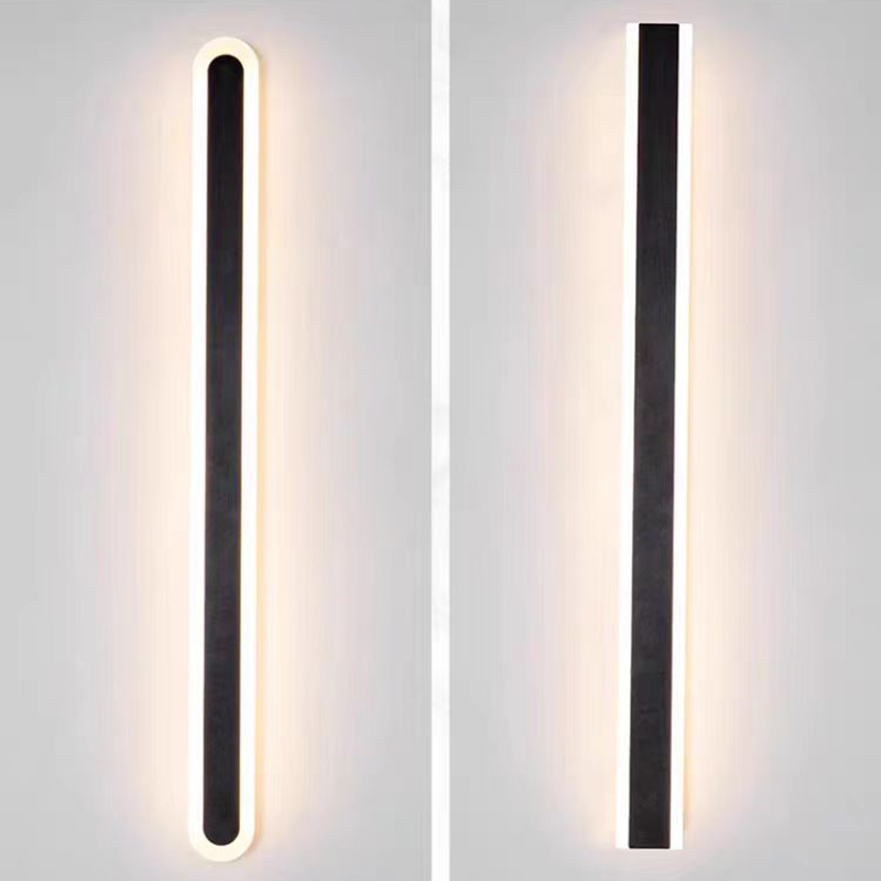 110v 220v Waterproof Black Exterior Long Linear Strip Porch Garden Wall Light Modern LED Outdoor Wall Lamps