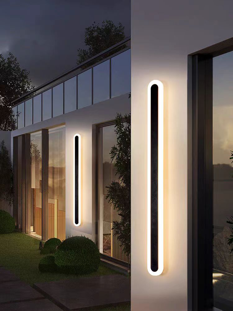 110v 220v Waterproof Black Exterior Long Linear Strip Porch Garden Wall Light Modern LED Outdoor Wall Lamps