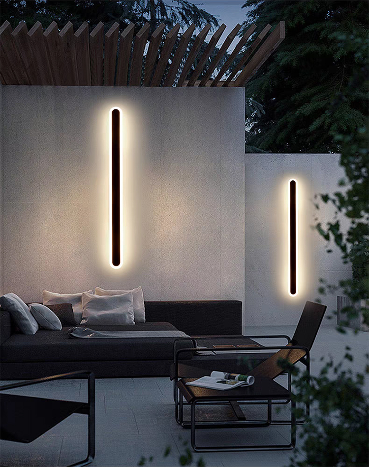 110v 220v Waterproof Black Exterior Long Linear Strip Porch Garden Wall Light Modern LED Outdoor Wall Lamps
