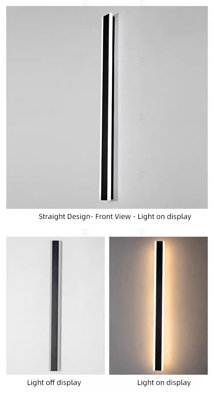 110v 220v Waterproof Black Exterior Long Linear Strip Porch Garden Wall Light Modern LED Outdoor Wall Lamps