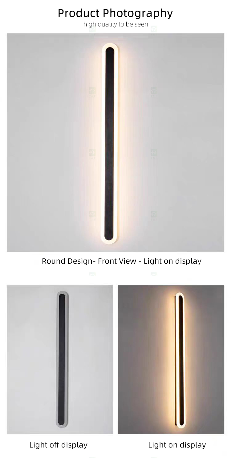 110v 220v Waterproof Black Exterior Long Linear Strip Porch Garden Wall Light Modern LED Outdoor Wall Lamps