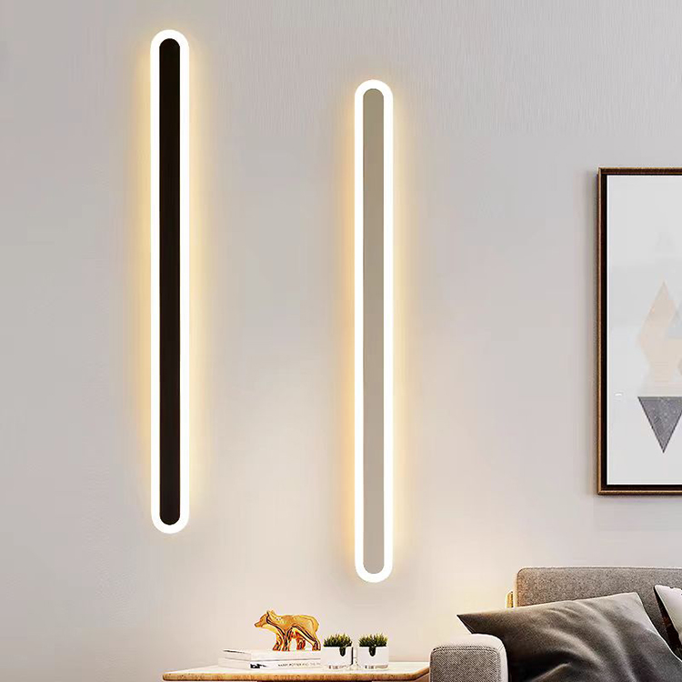 110v 220v Waterproof Black Exterior Long Linear Strip Porch Garden Wall Light Modern LED Outdoor Wall Lamps