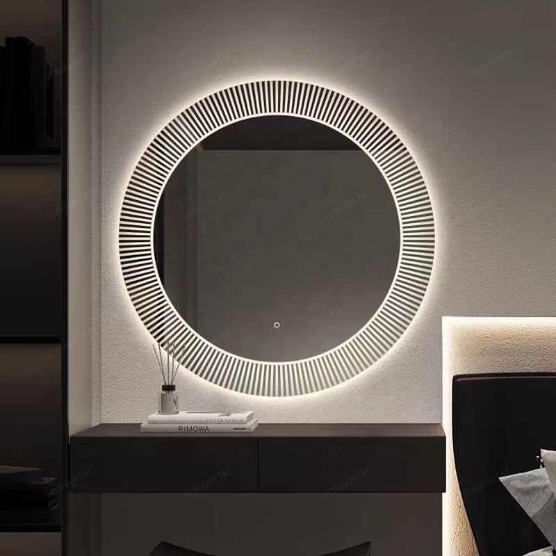 New Round Smart Touch Switch Screen Illuminated Led Wall Mounted Anti-Fog Bathroom Mirror with Light