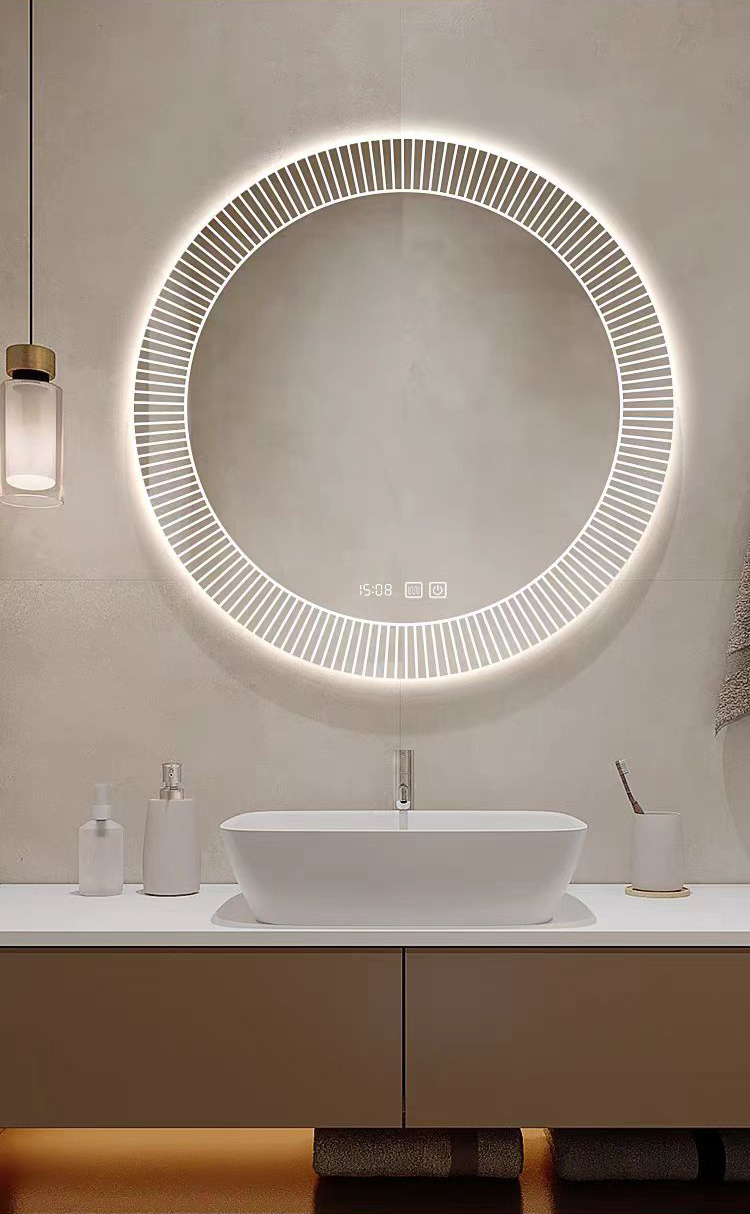 New Round Smart Touch Switch Screen Illuminated Led Wall Mounted Anti-Fog Bathroom Mirror with Light