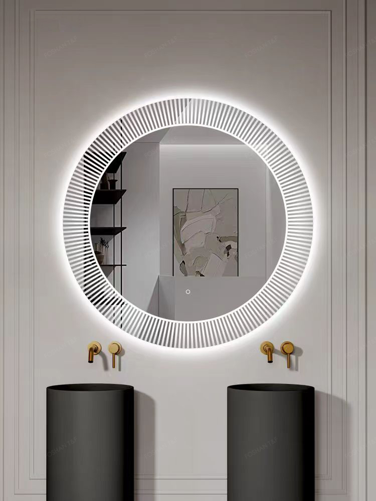New Round Smart Touch Switch Screen Illuminated Led Wall Mounted Anti-Fog Bathroom Mirror with Light