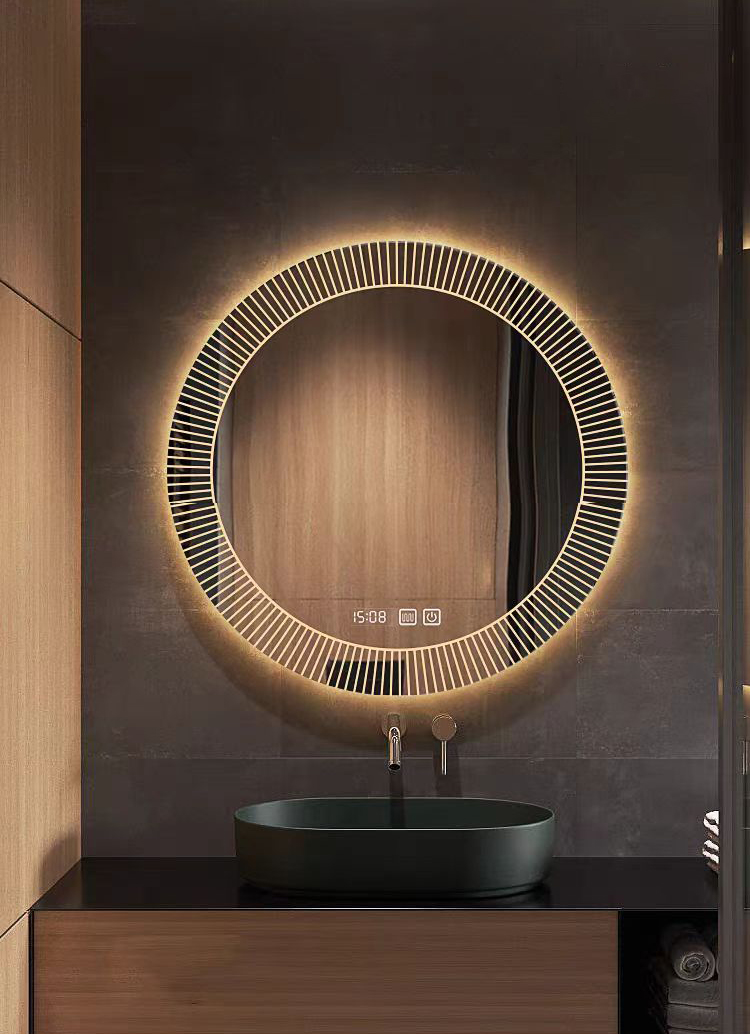 New Round Smart Touch Switch Screen Illuminated Led Wall Mounted Anti-Fog Bathroom Mirror with Light