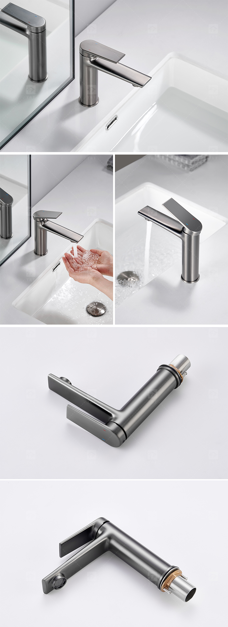 Modern Single Handle Brass Copper Hot Cold Water Mixer Black White Gold Bathroom Sink Faucets Mixers Taps