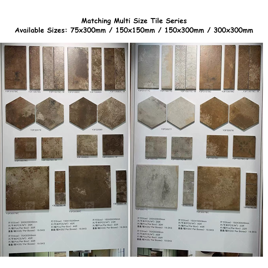 75x300 Mm Small American Vintage Matte Strip Backsplash Kitchen Tiles for Bathroom or Living Room Villa Walls and Floors