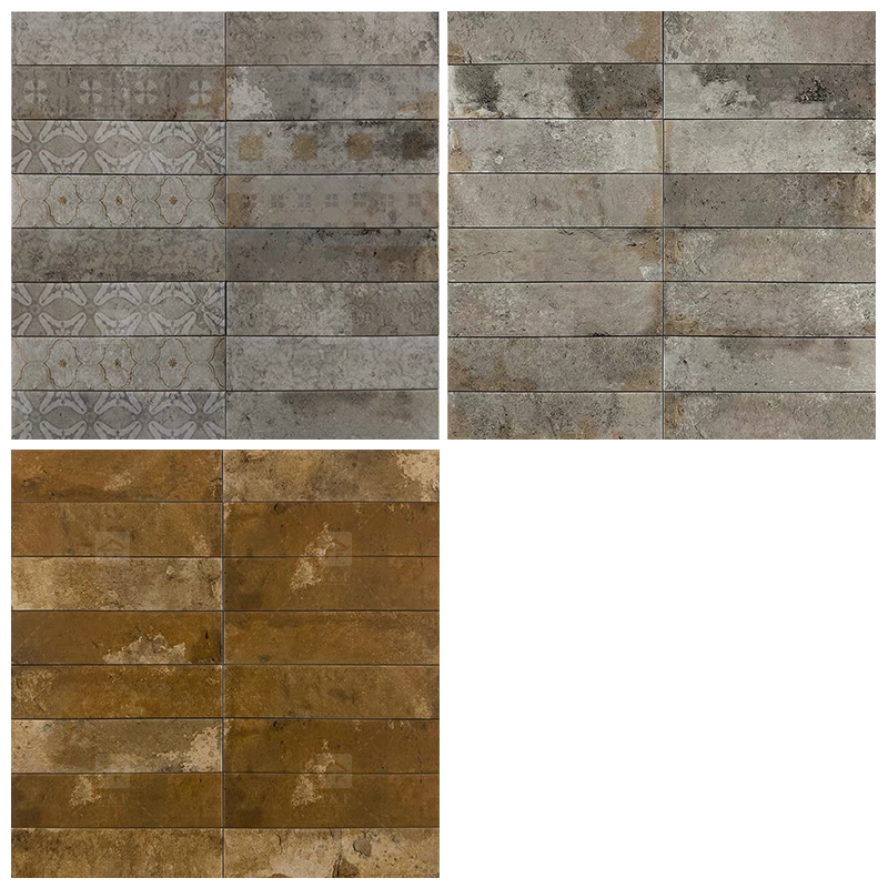 75x300 Mm Small American Vintage Matte Strip Backsplash Kitchen Tiles for Bathroom or Living Room Villa Walls and Floors