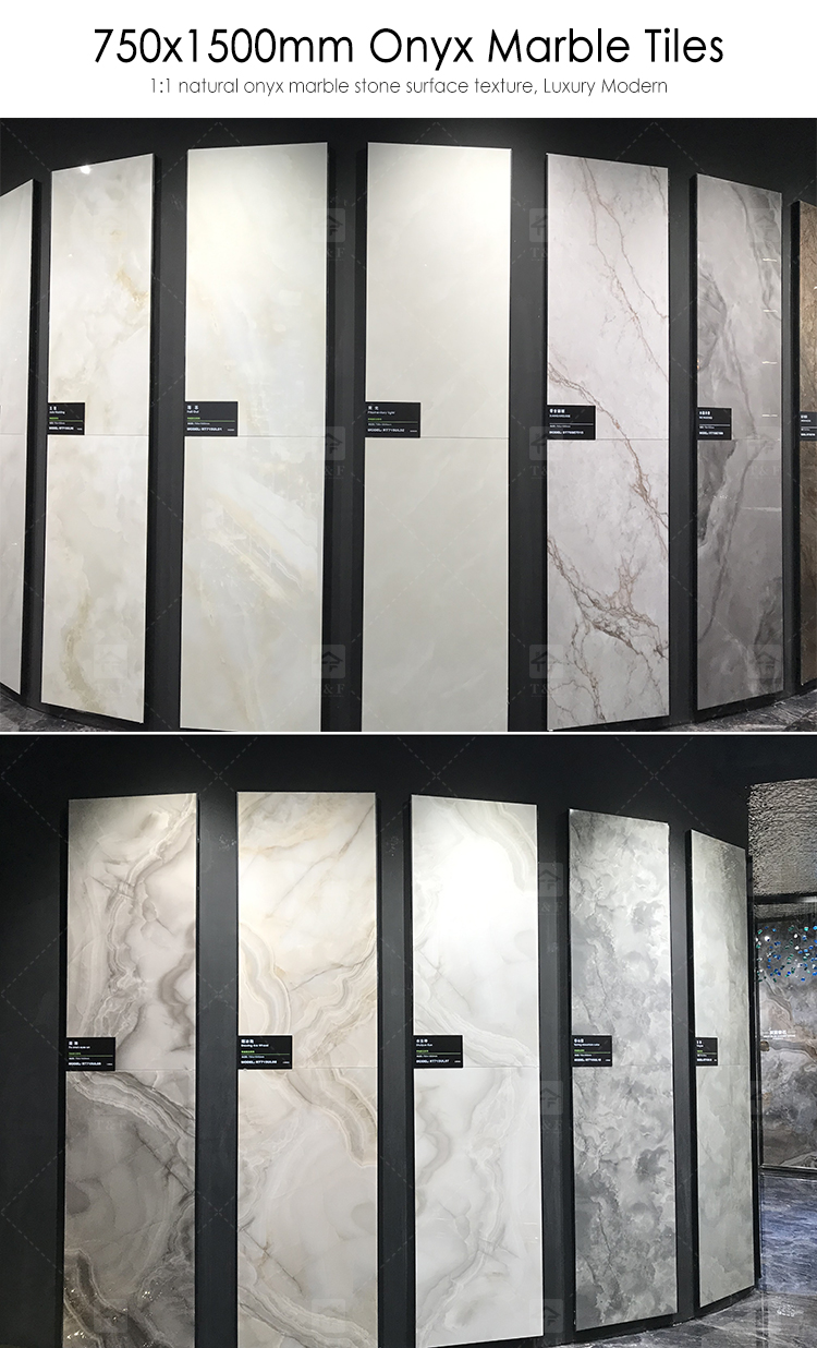 Hot Sale 750x1500 Luxury Onyx Carrelage Sol Marbre Tiles for Interior Wall Glazed Porcelain Floor Marble Tile