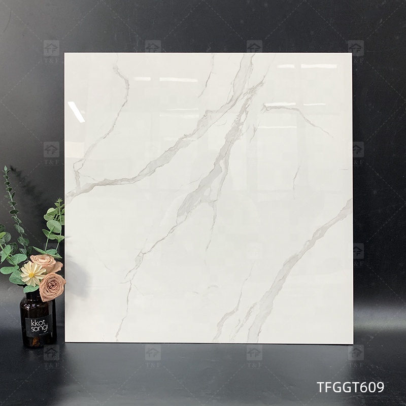 Hot Sale 60x60 Carrelage Carreaux De Sol White Marble Porcelain Polished Glazed Wall Floor Tile