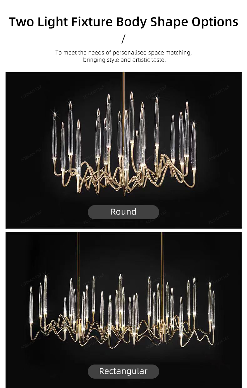 Modern Interior Led Crystal Glass Chandelier Design for Villa and Hotel Pendant Hanging Light Fixture