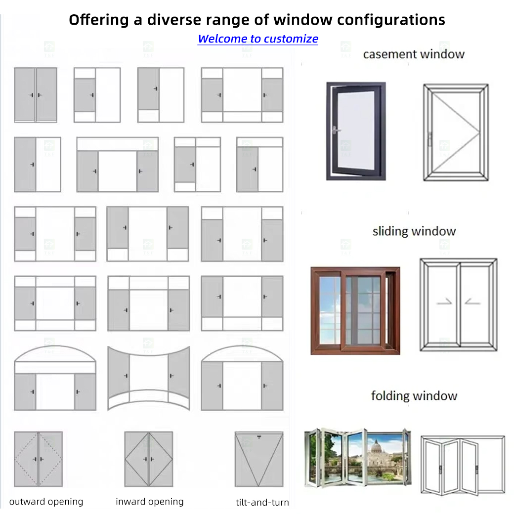 Custom Casement Window Thermal Break Aluminum Insulated Double Glazed Windows for Home