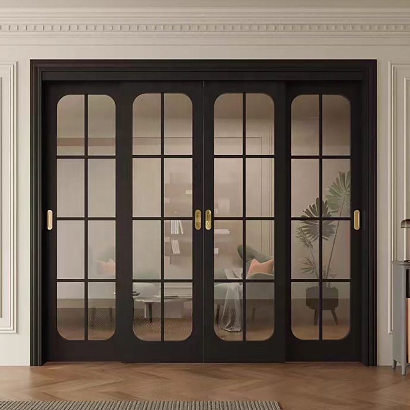 Custom French Style Porte Coulissante Solid Wood Composite Painted Hanging Track Installation Sliding Door