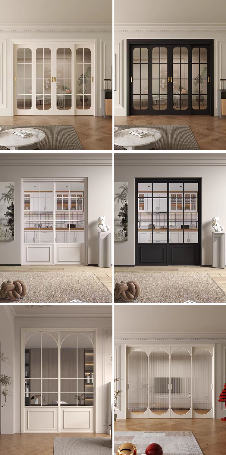 Custom French Style Porte Coulissante Solid Wood Composite Painted Hanging Track Installation Sliding Door