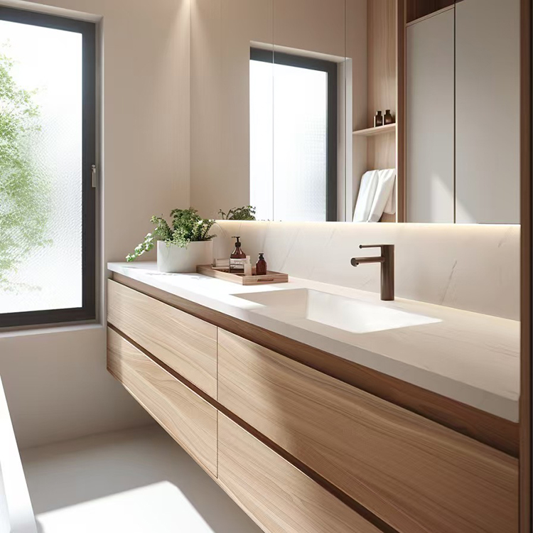 Modern Wall Mounted Bathroom Vanity Set for Bathroom Hotel Villa Apartment Washroom LED Mirror Cabinet