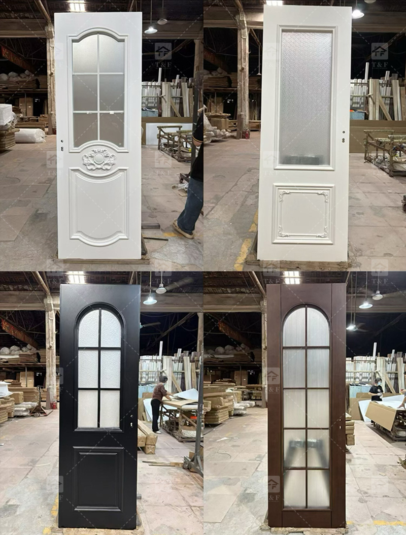 Foshan Wood Doors Luxury Modern Design Solid Wood Door Interior House and Apartment Interior Bedroom Door