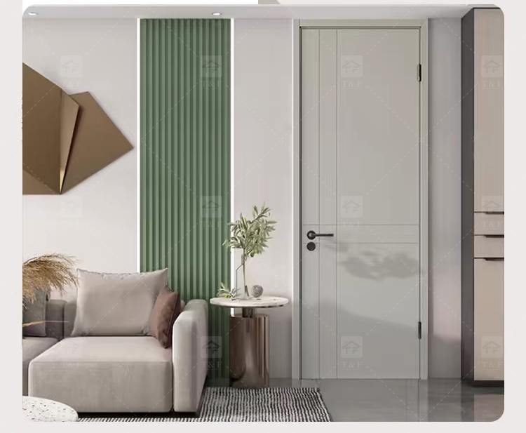 Foshan Wood Doors Luxury Modern Design Solid Wood Door Interior House and Apartment Interior Bedroom Door