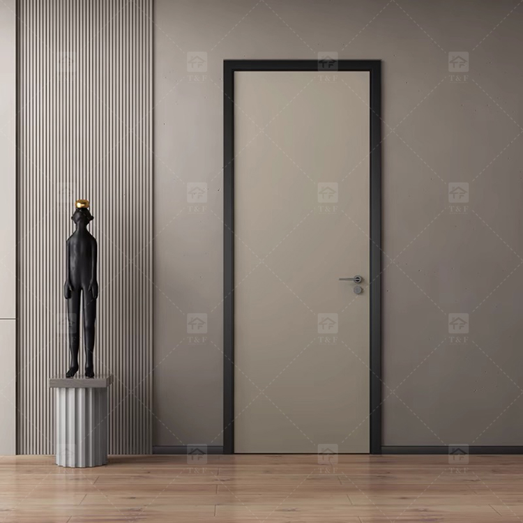 Foshan Wood Doors Luxury Modern Design Solid Wood Door Interior House and Apartment Interior Bedroom Door