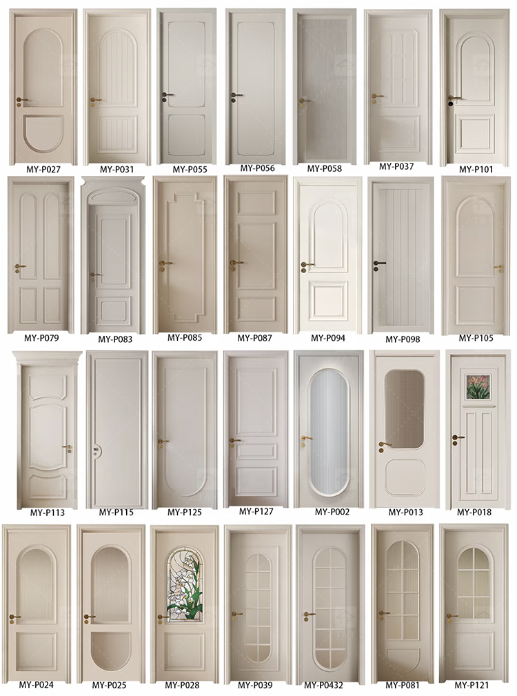 Foshan Wood Doors Luxury Modern Design Solid Wood Door Interior House and Apartment Interior Bedroom Door