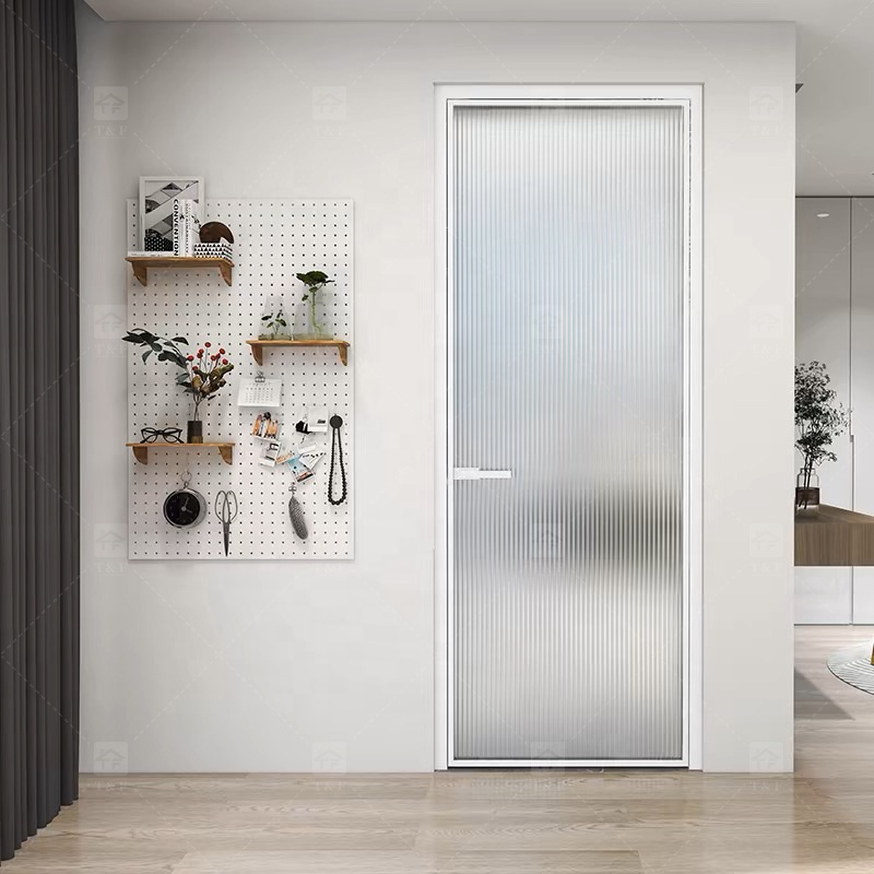 Hot Selling Luxury Simple Kitchen Toilet Polished Aluminum Bathroom Doors With Glass