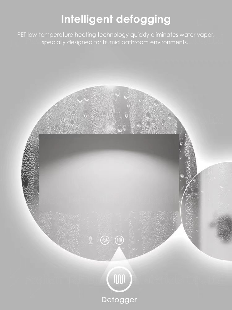Modern Double Round Smart Led Wall Bath Mirrors for Hotel Apartment Project Sliver Bathroom Miroir Intelligent
