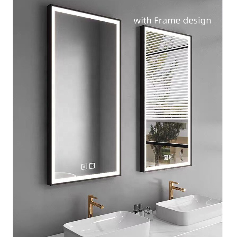 Modern Miroir Led Intelligent Touch Screen Wall Hung Smart Barber Shop Make up Bathroom Vanity Light Smart Mirror