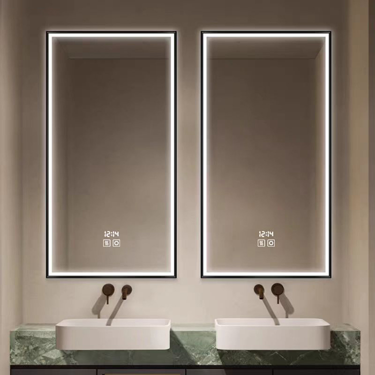 Modern Miroir Led Intelligent Touch Screen Wall Hung Smart Barber Shop Make up Bathroom Vanity Light Smart Mirror